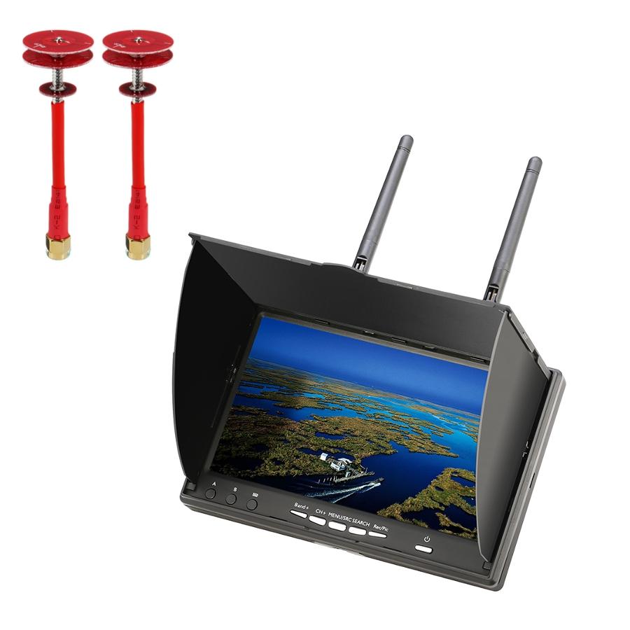 Eachine Lcd5802d 5802 800 480 7 Inch 5 8g 40ch Fpv Diversity Monitor With Dvr Build In Battery Realacc 5 8ghz Pogoda Lhcp Rhcp Antenna White Lhcp
