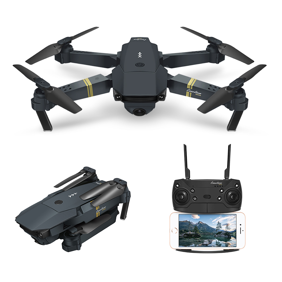 jouet télécommande Drone Quadcopter E58 WiFi FPV Mini Quadcopter 4K Caméra Pliable Drone soutien automatique Retour avec 3Batteries 