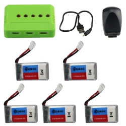 Eachine E016H RC Quadcopter Spare Parts 5Pcs 3.7V 350mAh Lipo Battery with 5-in-1 Charger Adapter - EU plug